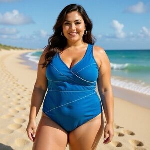 Miraclesuit Blue One Piece Swimsuit Slimming Bathing Suit Swinwear Beach